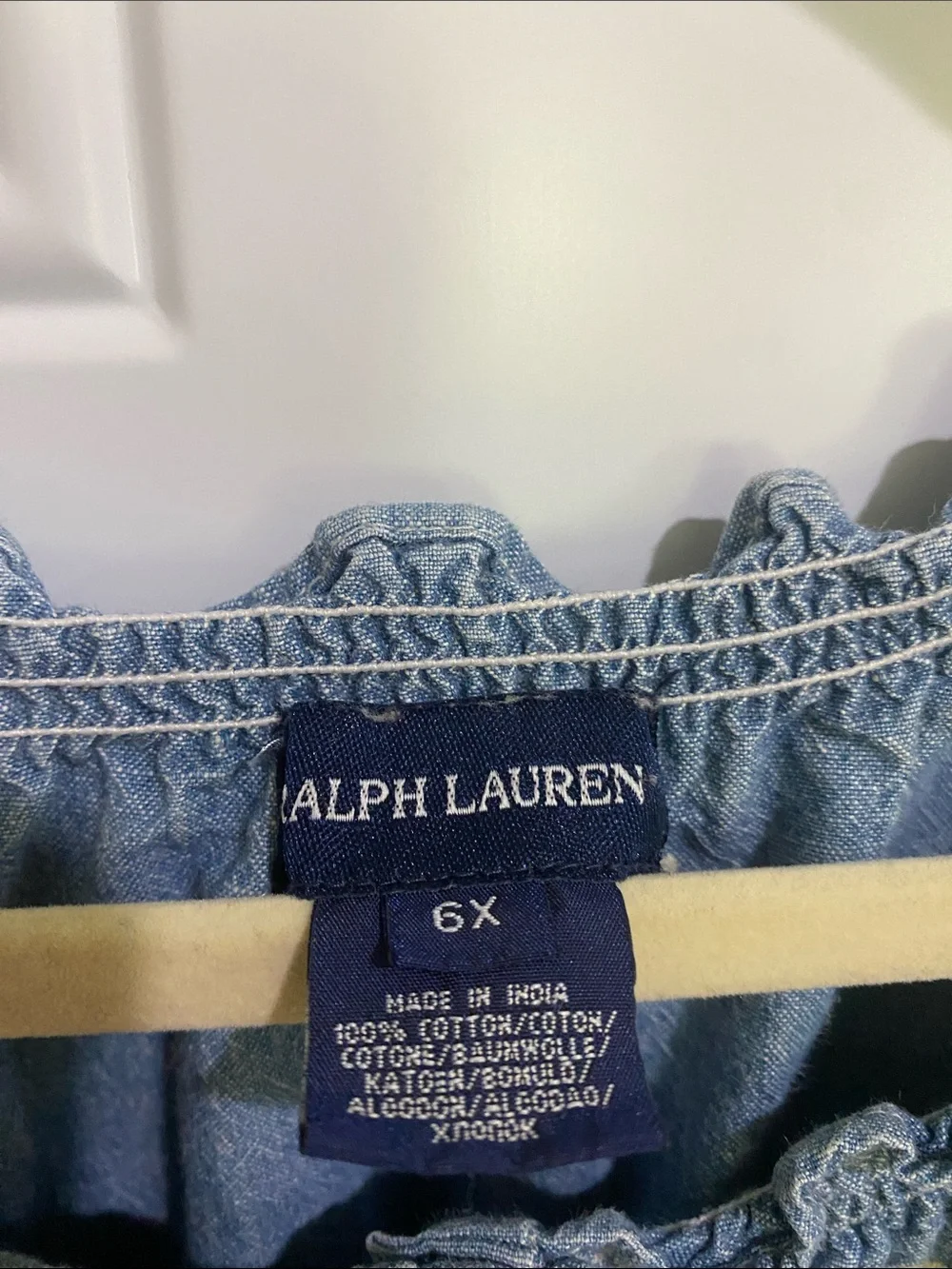 Ralph Lauren Light Blue Denim Embroidered Waist-Drawstring Dress
